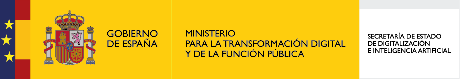 Logo del Ministerio para la Transformación y la Función Pública sobre fondo amarillo.